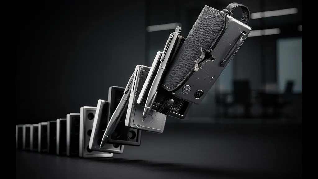 Scène montrant l'impact en cascade d'un objet défectueux sur l'image de marque d'une entreprise