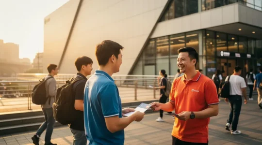 Stratégie de distribution de masse dans la rue avec équipe professionnelle