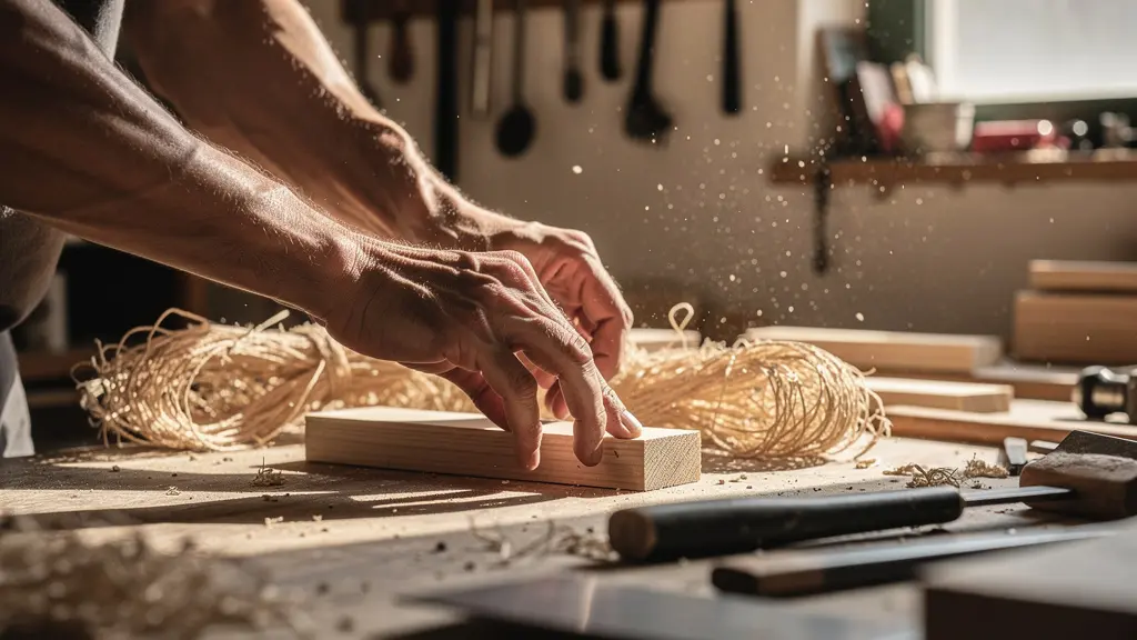 Mains d'artisan travaillant sur un produit avec outils traditionnels