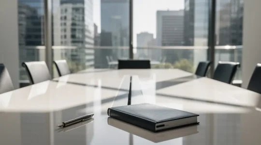 Négociation d'affaires dans un bureau moderne avec objets stratégiques