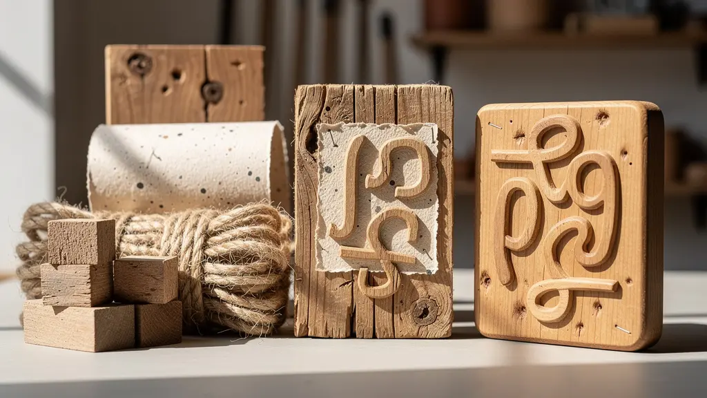 Composition d'objets artisanaux avec matériaux naturels illustrant une communication transparente