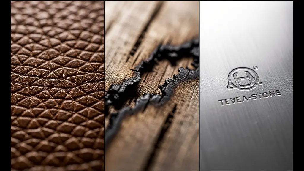 Détails macro de techniques de marquage élégantes comme l'embossage et la gravure laser