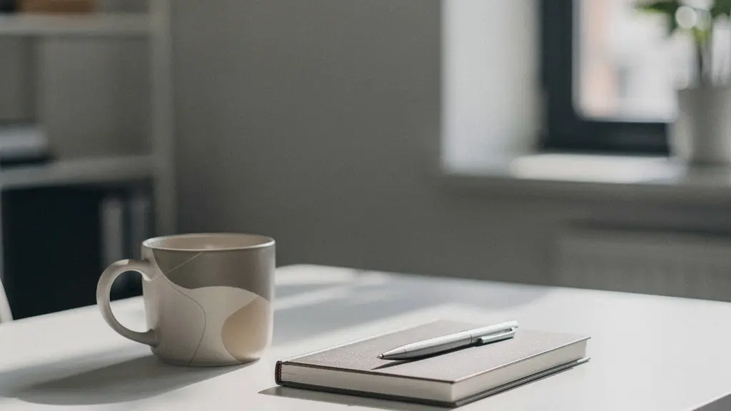 Environnement de bureau moderne avec objets promotionnels stratégiquement placés